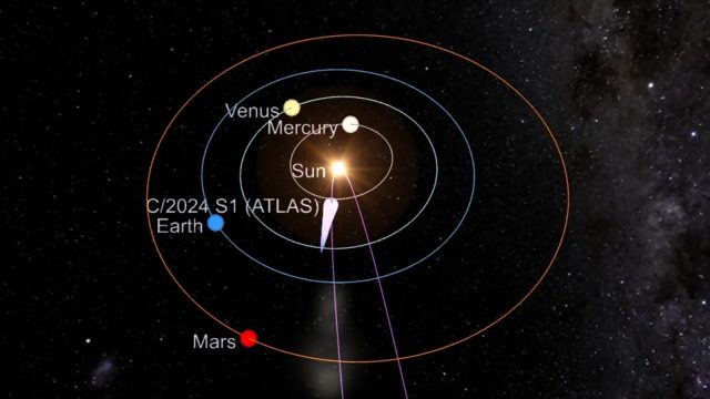 Um mapa do cometa C/2024 C1 se aproximando do Sol em 24 de outubro