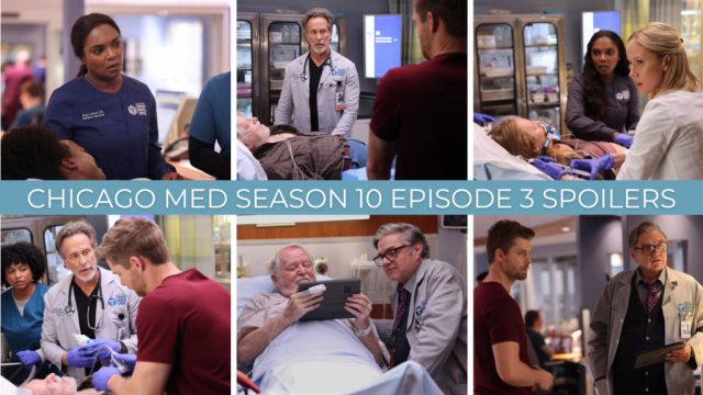 Colagem de fotos de spoilers do episódio 3 da 10ª temporada do Chicago Med