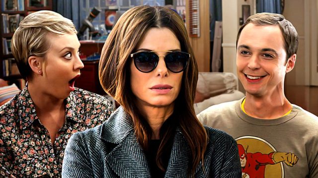 Penny chocou Sandra Bullock com óculos de sol Sheldon sorrindo