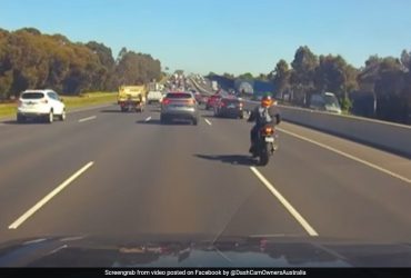 On Camera, Biker Lands On Car Roof After High-Speed Collision