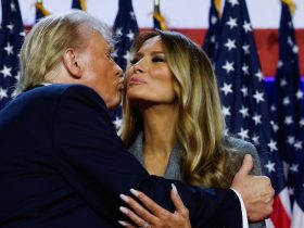 Trump Praises Wife Melania, Pauses Victory Speech To Kiss Her On Cheek