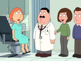 Lois Griffin at the doctors office on Family Guy