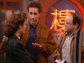 Jerry, Elaine, and George in wait for a table in the Chinese Restaurant episode of Seinfeld