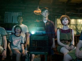 The Losers Club sits for a slide presentation in It