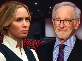 Emily Blunt and Steven Spielberg