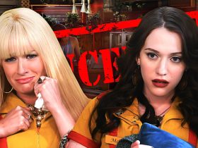 Kat Dennings and Beth Behrs from 2 Broke Girls looking sad