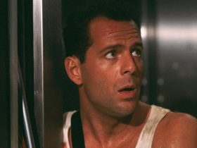 John McClane on a plane in Die Hard