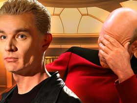 James Marsters as Spike in Buffy and Star Trek The Next Generation Captain Picard facepalm