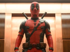 Deadpool standing in an elevator in Deadpool & Wolverine