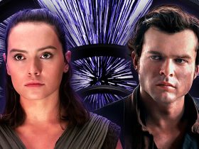 Daisy Ridley as Rey and Alden Ehrenreich as Han Solo from the Star Wars franchise